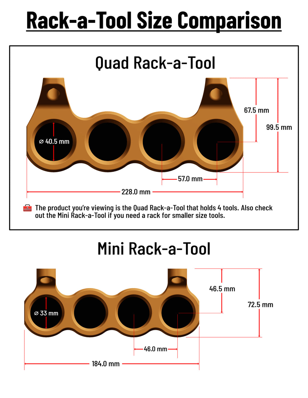 Quad Rack-a-Tool – Modular Wall Rack for 4 Turning Tools