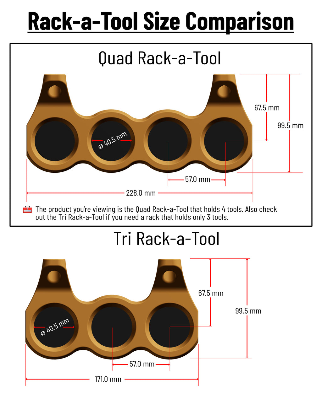 Quad Rack-a-Tool – Modular Wall Rack for 4 Turning Tools