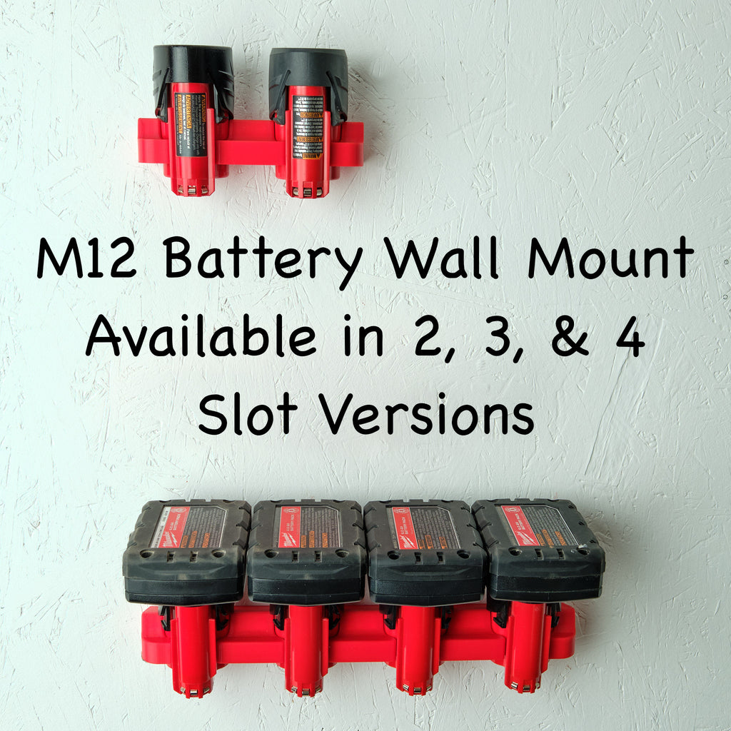 Milwaukee M12 Battery Wall Mount for 2, 3 or 4 Batteries – Storage Solution