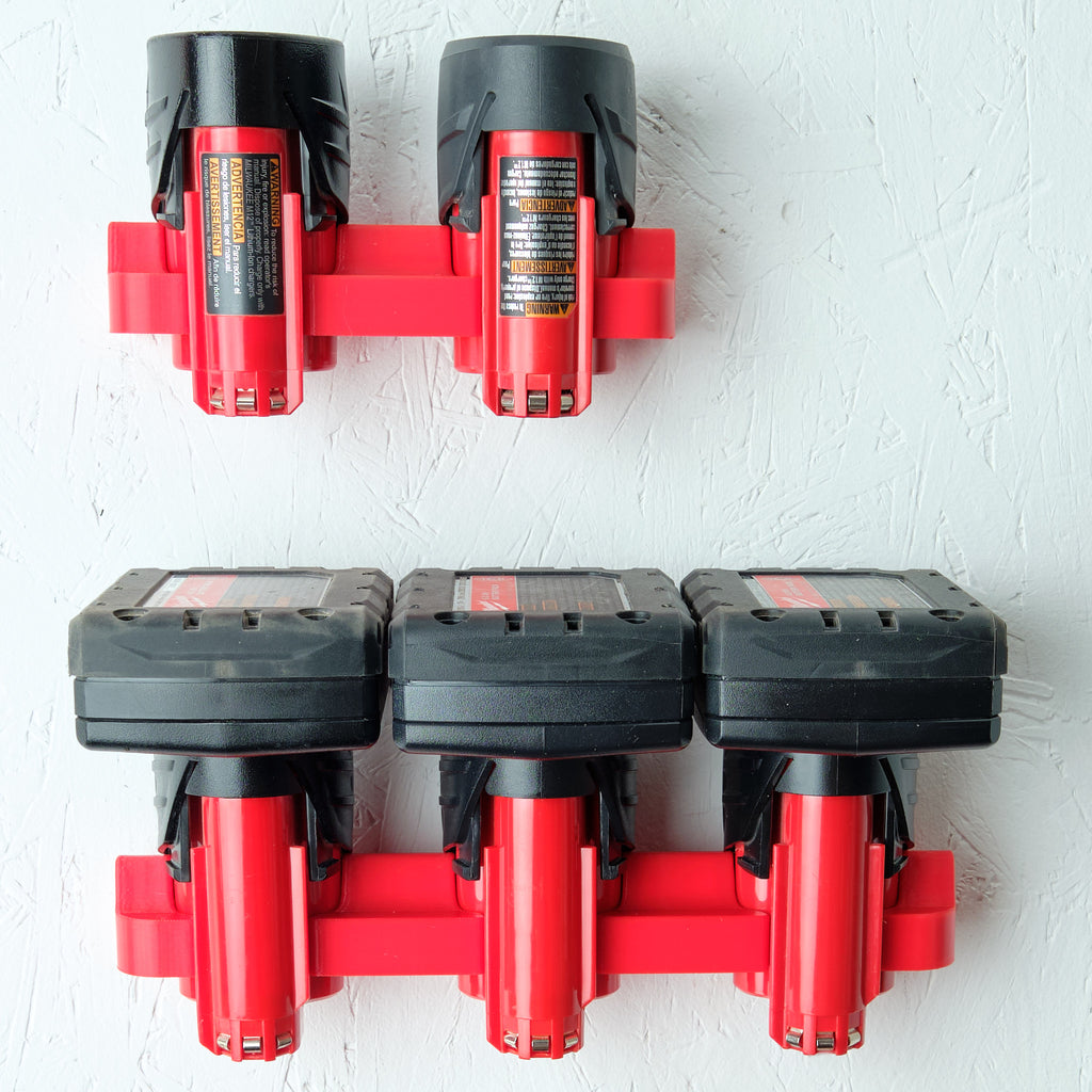 Milwaukee M12 Battery Wall Mount for 2, 3 or 4 Batteries – Storage Solution