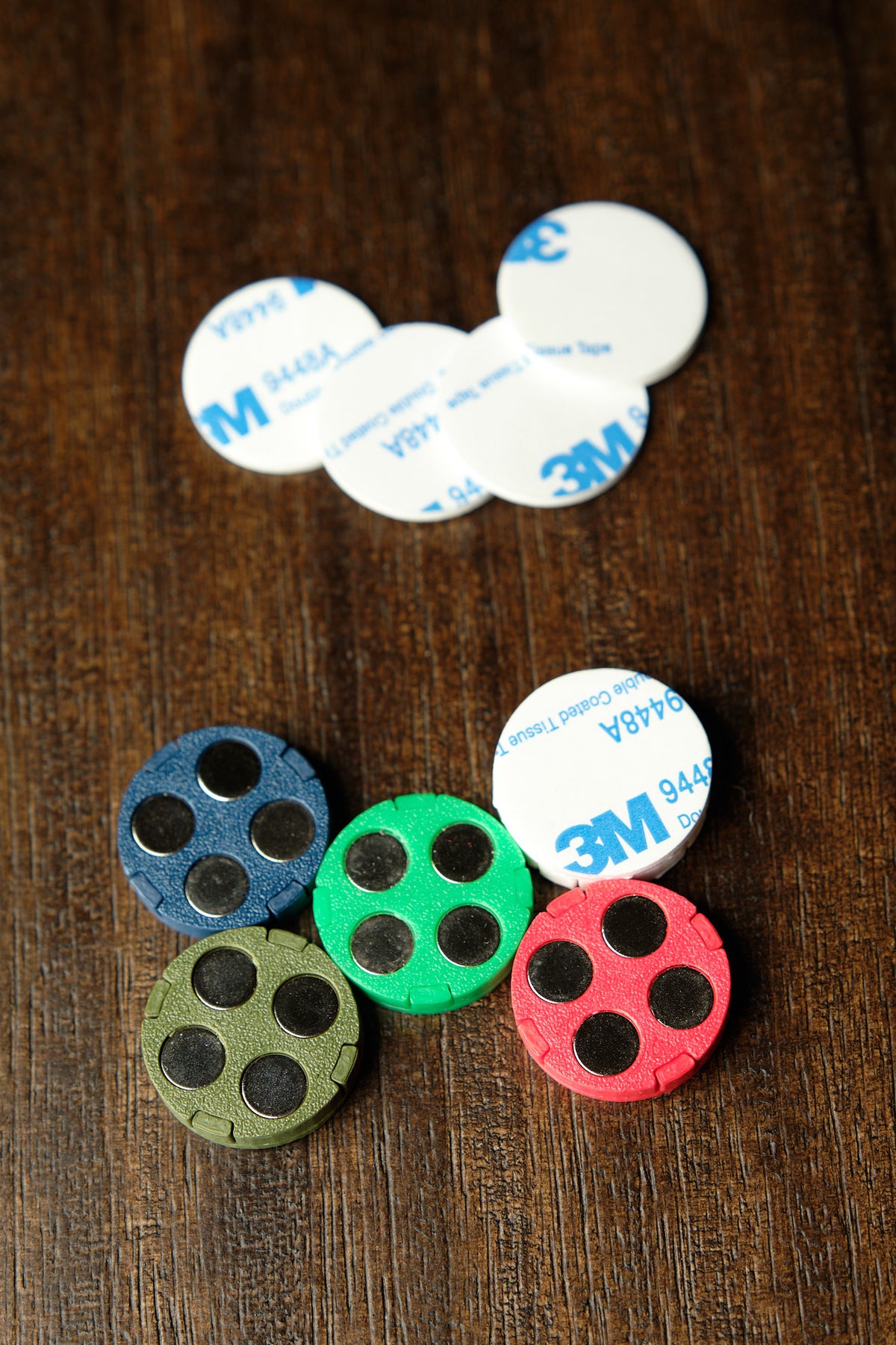 (Set of 5) Plastic-Encased Magnetic Tool Holder with adhesive backing: Keep Your Tools Secure on your wood lathe, drill press, or tool box.